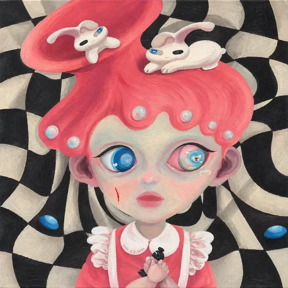 红发木偶女孩绘画